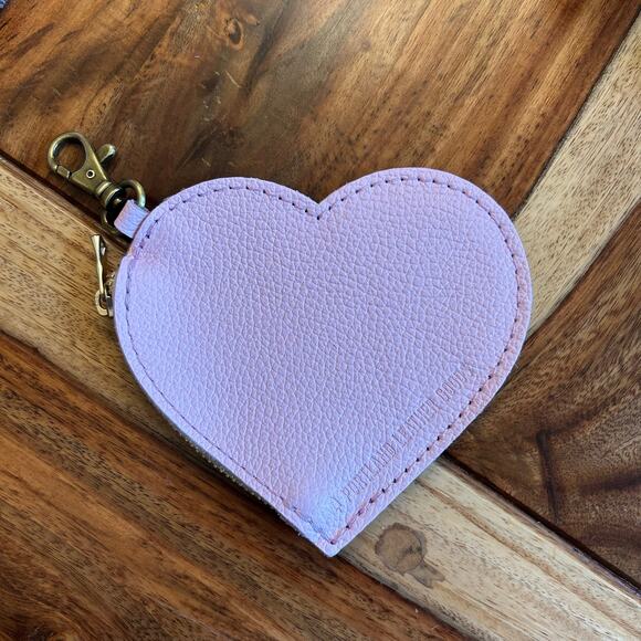 Portland Leather Heart Bag Charm Pouch FAST SHIP PINKABOO Heart Purse Charm NEW - Picture 2 of 3